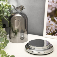 Подсвечник стекло на 1 свечу "Колба с птичкой" серебристая дымка 21,5х12,5х12,5 см