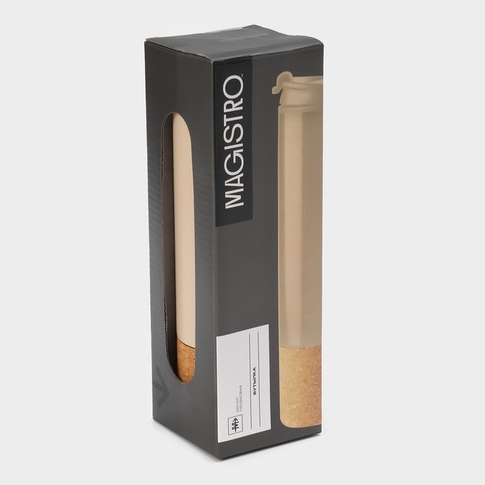 Бутылка для воды пробковая Magistro, 450 мл, 7&times;7&times;23 см, цвет бежевый