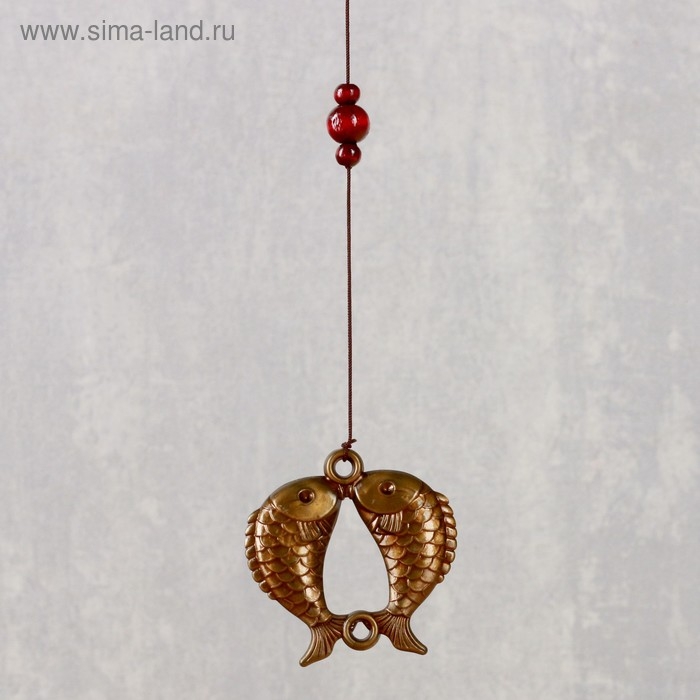 Музыка ветра металл, дерево "Карпы" 4 трубки 5 колокольчиков 62х9,5 см