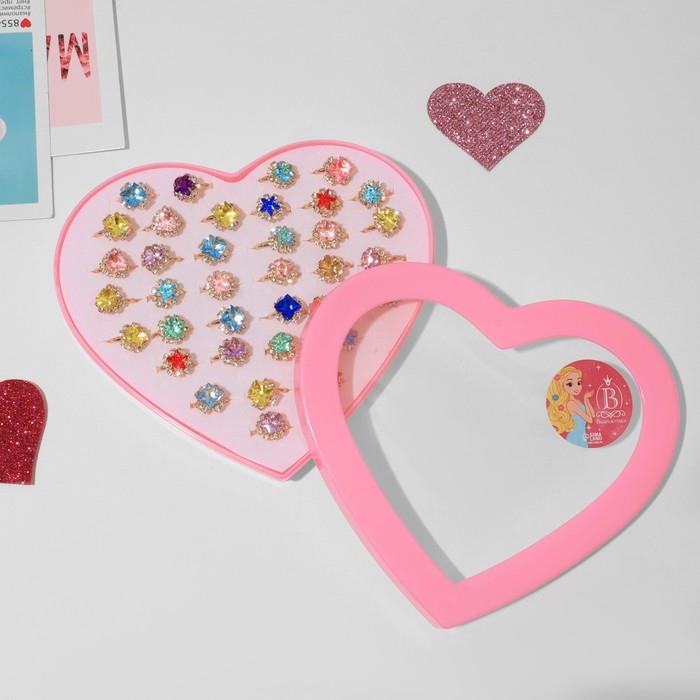 Кольца детские набор 36шт &laquo;Выбражулька&raquo; геометрия, форма МИКС, цвет МИКС в золоте, б-р