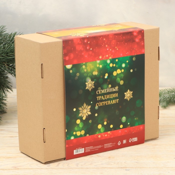 Новогодний, подарочный набор: Родословная книга и чайный домик &laquo;Новый год: Зимняя сказка только для тебя&raquo;, 28 х 11 х 24 см., набор