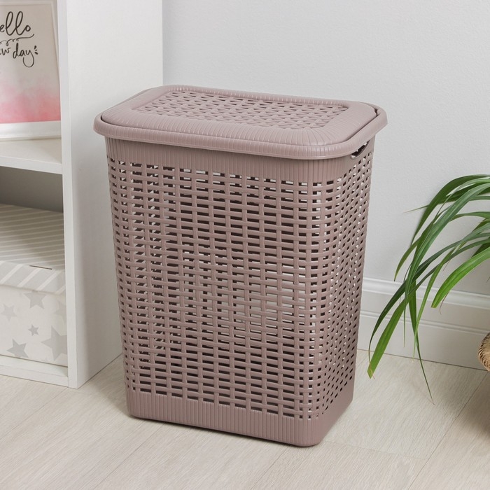 Корзина бельевая, 30 л, 38&times;26&times;46 см, с крышкой, МИКС