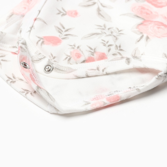 Боди детское, цвет белый/роза, рост 68 см