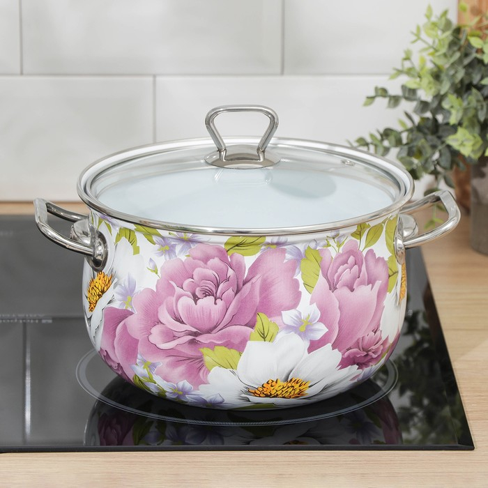 Кастрюля эмалированная &laquo;Пион&raquo;, 4 л, индукция