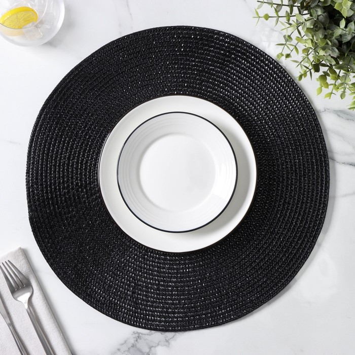 Салфетка сервировочная на стол Magistro &laquo;Глори&raquo;, d=38 см, цвет чёрный