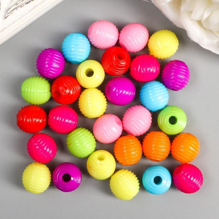 Бусины для творчества пластик &laquo;Ребристая&raquo;, набор 30 шт., 1.2&times;1.2 см