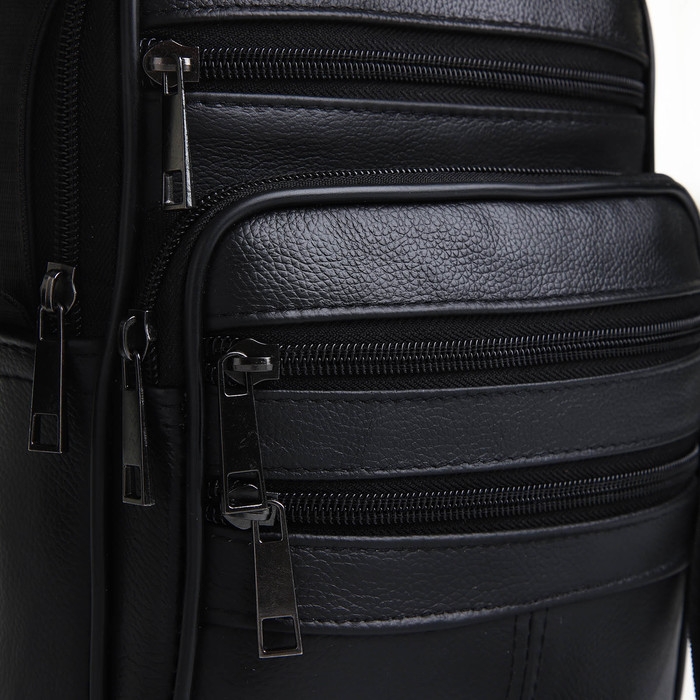 Сумка мужская на молниях, длинный ремень, цвет чёрный Сумка мужская на молниях, длинный ремень, цвет чёрный