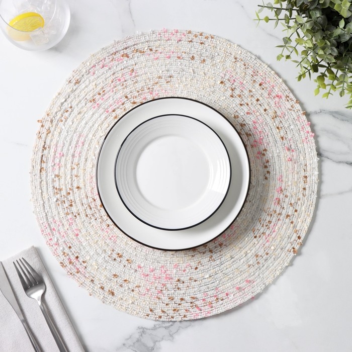 Салфетка сервировочная на стол Доляна &laquo;Серпантин&raquo;, d=38 см, цвет белый