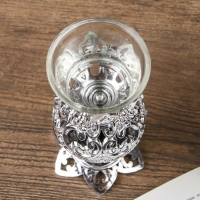 Подсвечник пластик, стекло на 1 свечу "Ажурный шар" бокал на ножке серебро 15х6х6 см