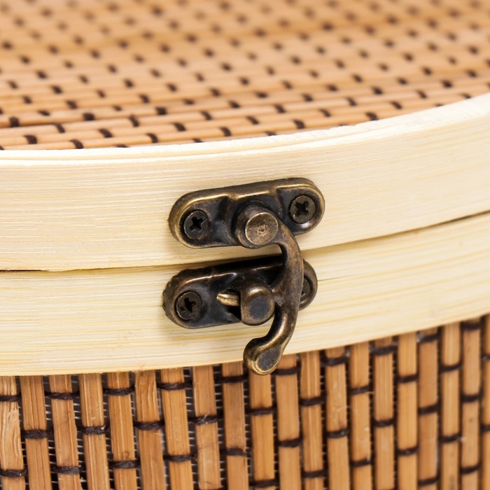 Шкатулка бамбук "Круглая" со шнуром 10х22х22 см