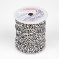 Стразы и цепочка термоклеевые, ширина - 15 мм, 4,5 &plusmn; 0,5 м, цвет серебряный