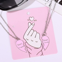 Кулоны &laquo;Неразлучники&raquo; облачное сердце, цвет розовый в серебре, 45 см