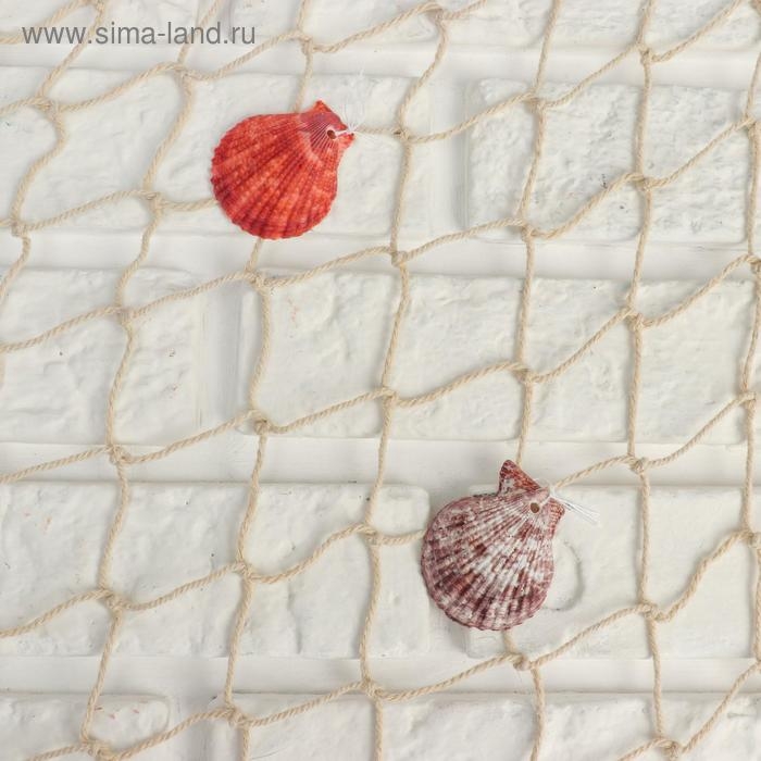 Сетка с ракушками и буйками, 110*150 см, белая