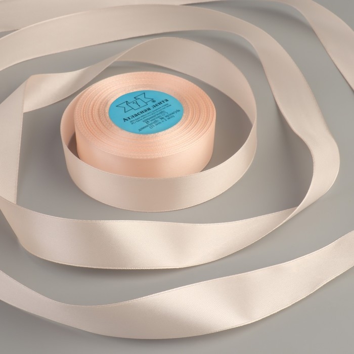 Лента атласная, 25 мм &times; 33 &plusmn; 2 м, цвет светло-розовый №002