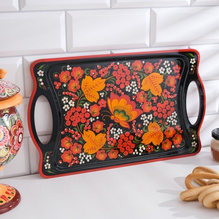 Поднос &laquo;Хохлома&raquo;, ручная роспись, 38х23 см