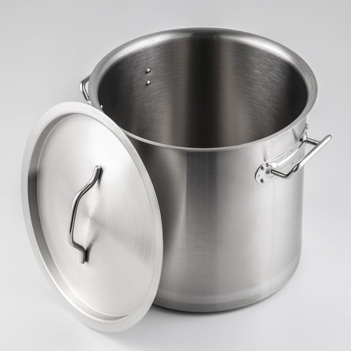 Кастрюля из нержавеющей стали Hanna Kn&ouml;vell HoReCa, 15 л, толщина 0,8 мм, 201 сталь, дно 3 мм, металлическая крышка, с теплораспределительным слоем, индукция