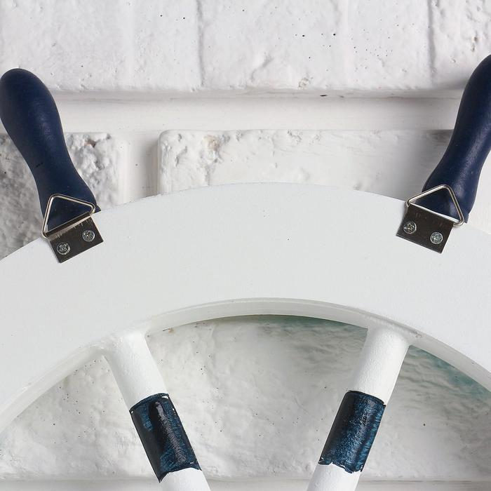 Вешалка интерьерная «Штурвал», 3 крючка, бело-синяя, 45 х 28 х 5 см Вешалка интерьерная «Штурвал», 3 крючка, бело-синяя, 45 х 28 х 5 см