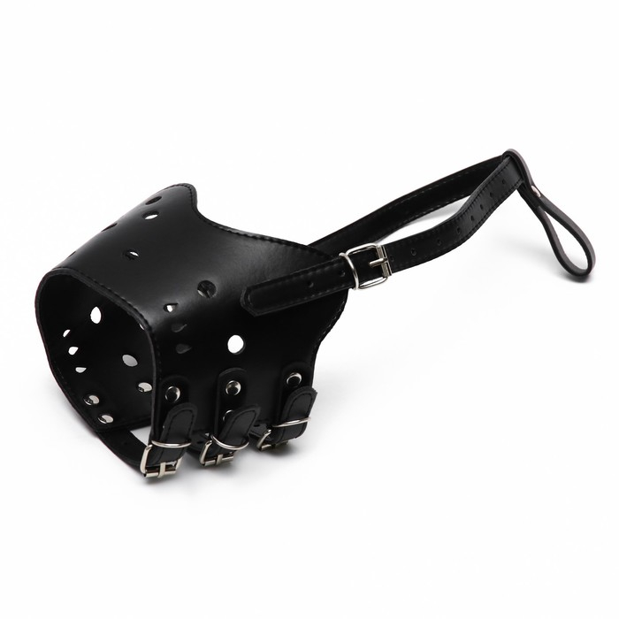 Намордник из прессованной кожи регулируемый, №5, ДН 9,3 см, ОМ 32-40 см, чёрный
