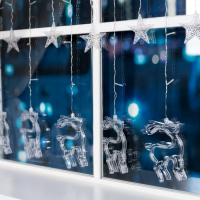 Гирлянда &laquo;Бахрома&raquo; 2.4 &times; 0.9 м с насадками &laquo;Олень&raquo;, IP20, прозрачная нить, 138 LED, свечение белое, 8 режимов, 220 В