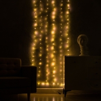 Гирлянда &laquo;Звёздное небо&raquo; 1 &times; 5 м роса, IP44, УМС, серебристая нить, 300 LED, свечение тёплое белое