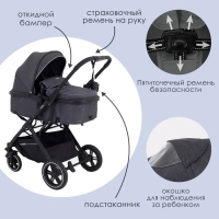 Коляска детская трансформер 2 в 1 RANT basic &laquo;PULSAR&raquo; RA160, цвет серый