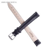Ремешок для часов "Соломон" 12 мм, натуральная кожа, l-20 см, черный