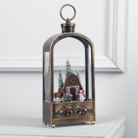 Светодиодная фигура &laquo;Фонарь с детьми и лошадкой&raquo; 13 &times; 30 &times; 7 см, пластик, батарейки ААх3 (не в комплекте), USB, свечение тёплое белое