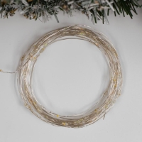 Гирлянда &laquo;Нить&raquo; 5 м роса, IP20, серебристая нить, 100 LED, 2 режима, батарейки AAх3 (не в комплекте), свечение мульти