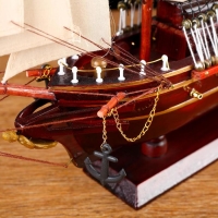 Корабль сувенирный &laquo;Бреслау&raquo;, трёхмачтовый, под тёмное дерево, паруса бежевые, 49х43х8 см