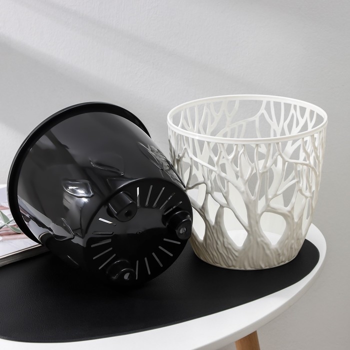 Кашпо для цветов со вставкой &laquo;Форест&raquo;, 3 л, цвет бело-чёрный