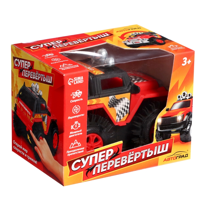 Джип-перевёртыш &laquo;Внедорожник&raquo;, работает от батареек, цвет красный