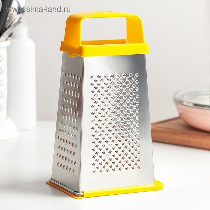 Тёрка Доляна &laquo;Универсал&raquo;, 4 грани, с крышкой-дозатором и пластиковой ручкой, 11&times;9&times;21 см, цвет МИКС