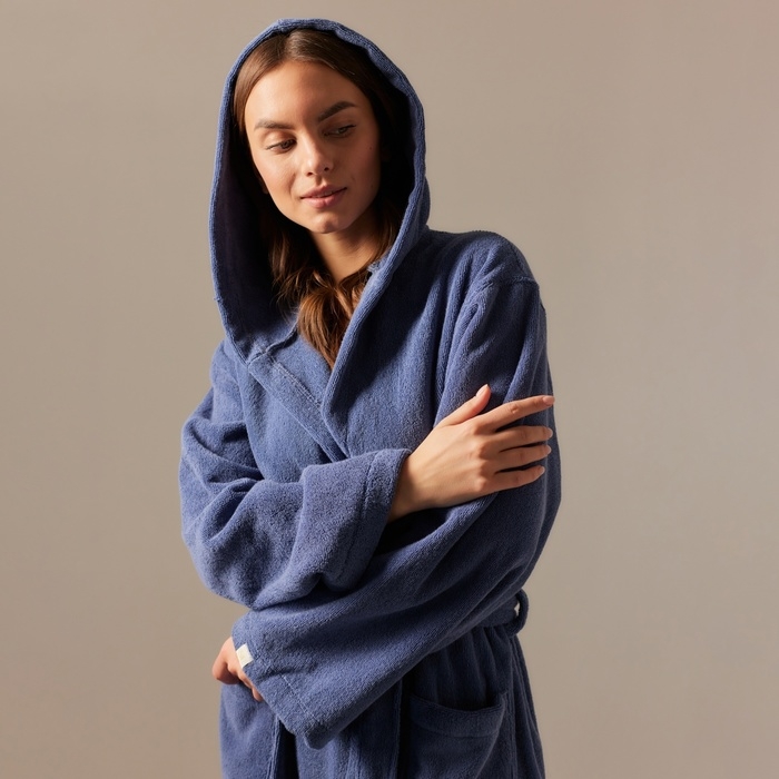 Халат махровый с капюшоном женский SL HOME: Basic "Ривьера", р-р XL, 100% хл, 420 г/м2