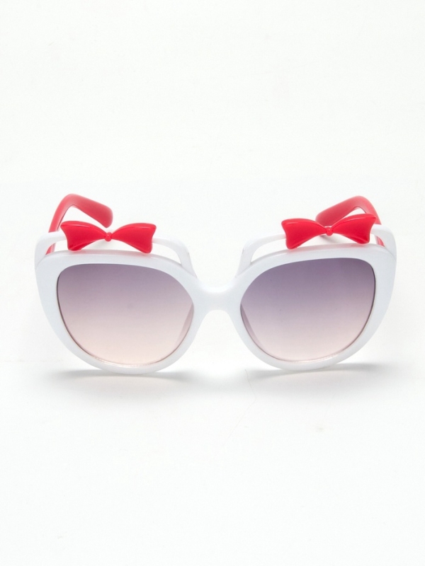 Очки солнцезащитные детские OneSun, бантики, 4.5 х 12 см, цвет бело-малиновый