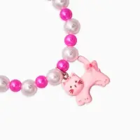 Браслет детский "Выбражулька" котик, бант, жемчуг, цвет бело-розовый