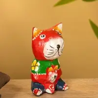Сувенир интерьерный "Котики" 5х5х8 см, дерево, цв. красный