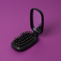 Расчёска массажная, складная, зеркалом, 9,5 × 5,5 см, цвет чёрный Расчёска массажная, складная, зеркалом, 9,5 × 5,5 см, цвет чёрный