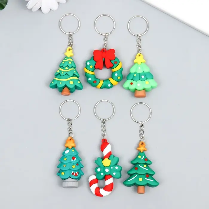 Брелок резина "Новогодняя ёлочка" МИКС 2,2х4х6 см