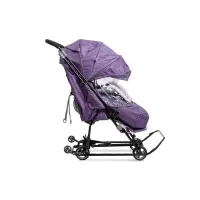 Санки - коляска &laquo;Наши детки 6&raquo;, чехол для ног, муфта, сумка, баклажановый с полосками