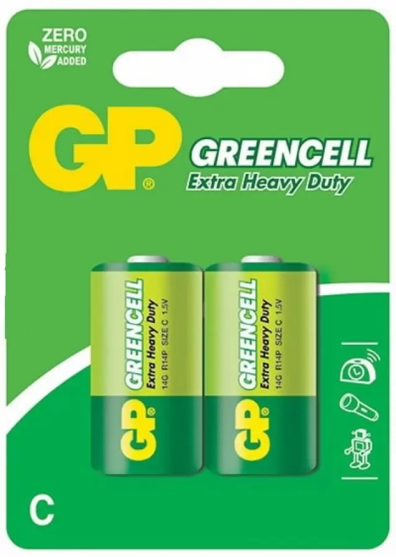 Батарейка GP GreenCell R14 C BL2 Heavy Duty 1.5V