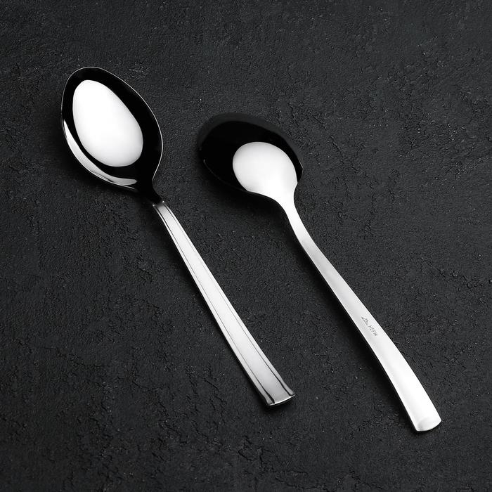 Ложка столовая «Торжество», длина 19,7 см, толщина 2 мм, цвет серебряный Ложка столовая «Торжество», длина 19,7 см, толщина 2 мм, цвет серебряный