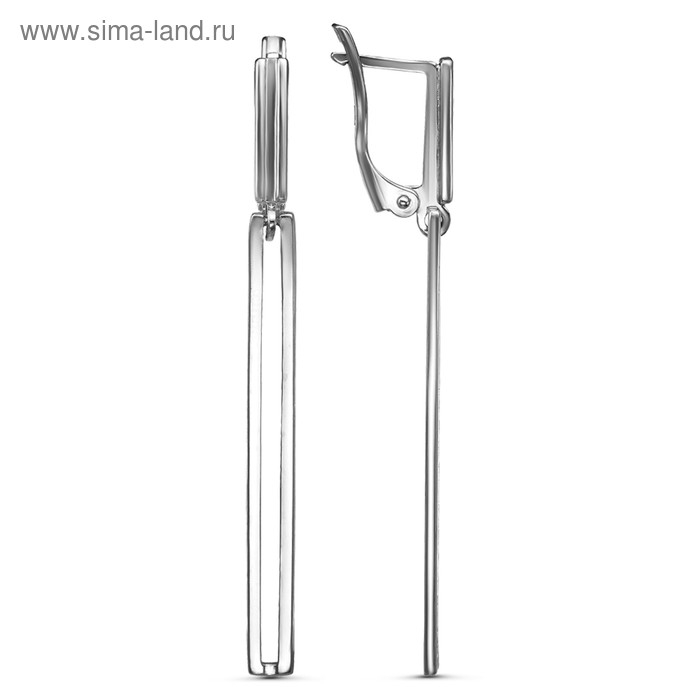 Серьги &laquo;Минимал&raquo; прямоугольник, посеребрение с оксидированием