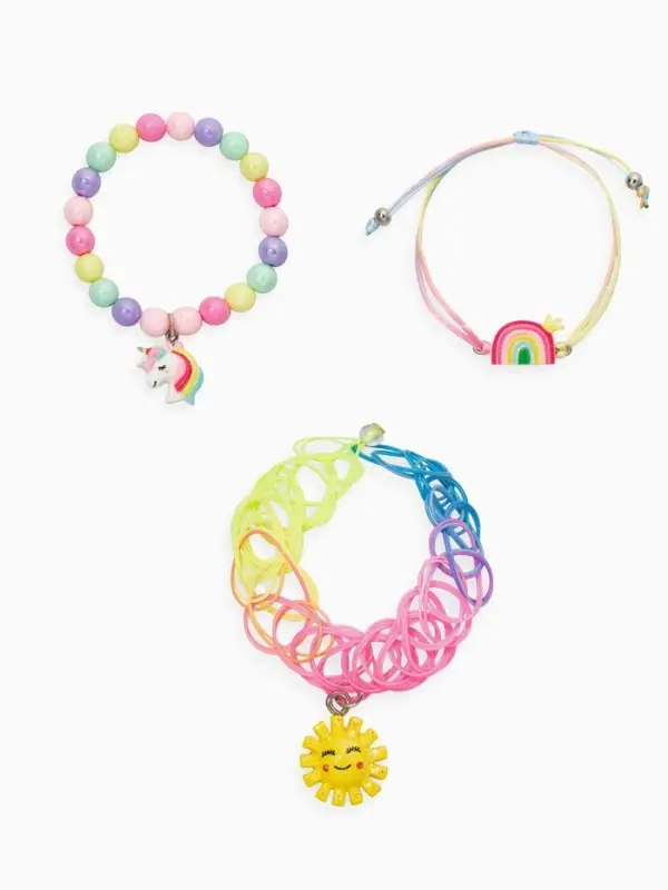 Браслет детский набор 3 шт. "Выбражулька" единорог, силиконовый, разноцветный