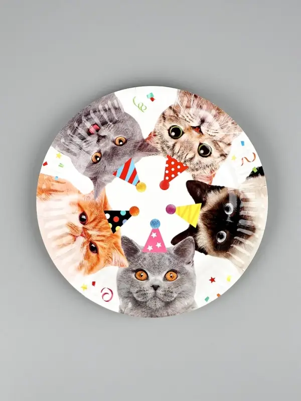 Тарелка Котики фотографичные 17см 6шт/G