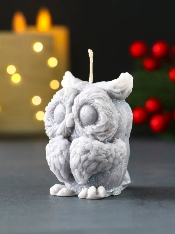 Свеча новогодняя "Филюшка" 50х65 мм, серый