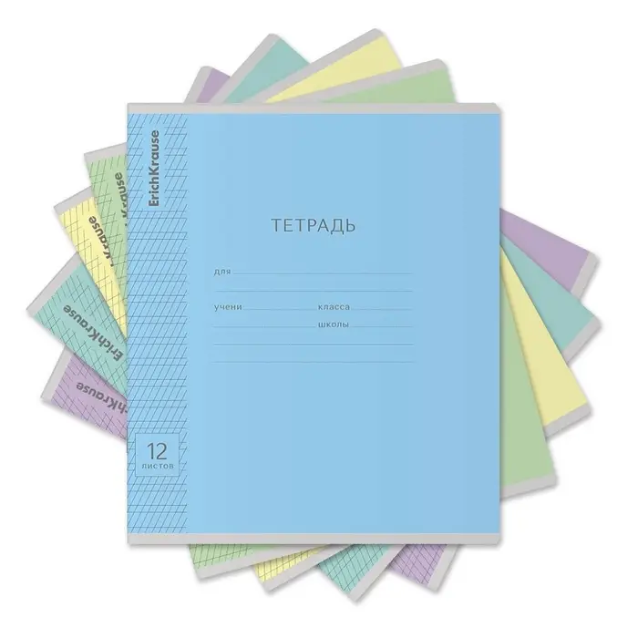 Тетрадь для прописей 12 листов в частую косую линейку, &laquo;Пастель сиреневая&raquo;, МИКС