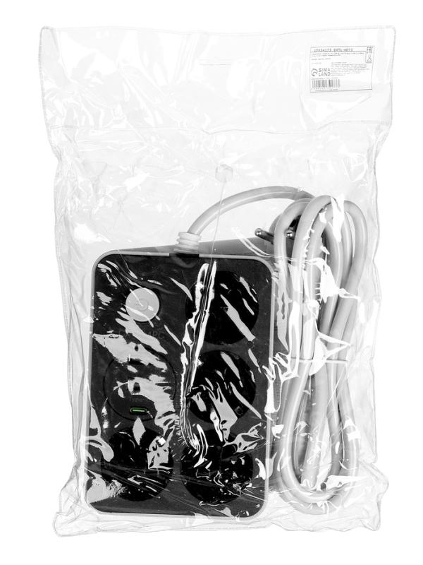 Удлинитель 4 розетки, 2м, 1300 Вт, 3х0.75 мм2, 2 USB-A,+USB-C, 2.1А, c з/к, с выкл.