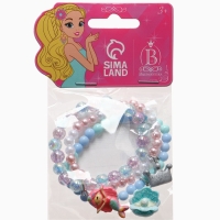 Браслет детский "Выбражулька" 3шт, сияние, русалка, корона, ракушка, цветной