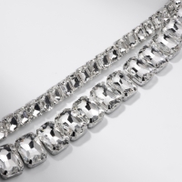 Чокер-колье &laquo;Сияние&raquo; дуэт, цвет белый в серебре, 36 см