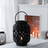 Подсвечник пластик "Фонарик. Корзинка" чёрный 30х21х21 см